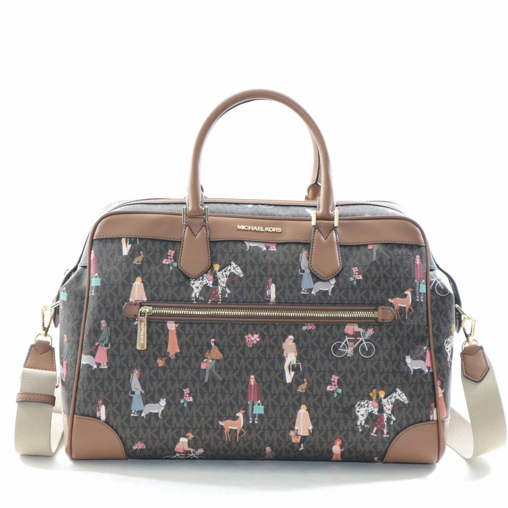 Michael Kors Jet Set Large Travel Bag Girls Weekender MK Brown Multi NWT$628.00